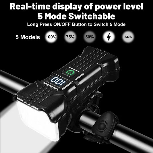 Bike Light with 140 dB HornTYPE-C Rechargeable MTB Deadlight 12