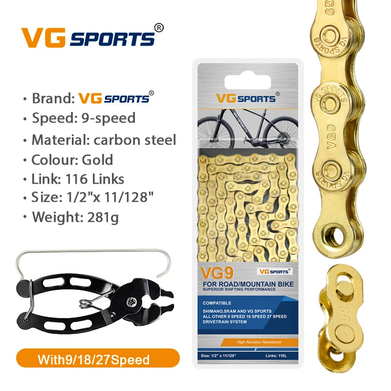 1pc VG Sports 8 9 10 11 Speed Velocidade Bicycle Chain 8s 9s 10s 11s MTB Mountain Road Bike Chain Bike Parts Bicycle Accessories