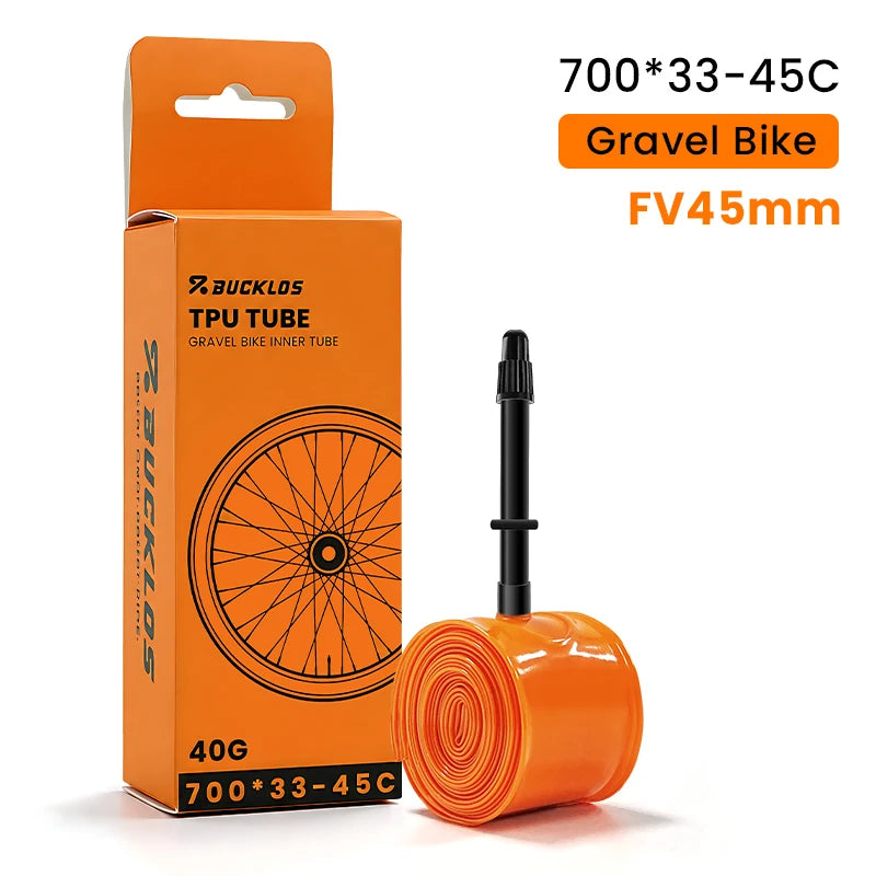 BUCKLOS Gravel Road Bike Inner Tube 700C Bicycle TPU Inner Tube 700x23/32C 700x33/45C TPU Inner Tire 45mm 65mm 80mm Presta Valve