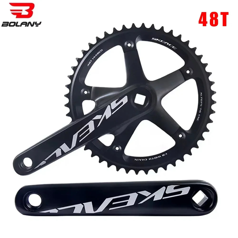 SKEACE Track cycling Crankset 144BCD Square Hole Crank Aluminum Alloy Single Speed Crank Chainwheel 165mm 48/49T Crankset