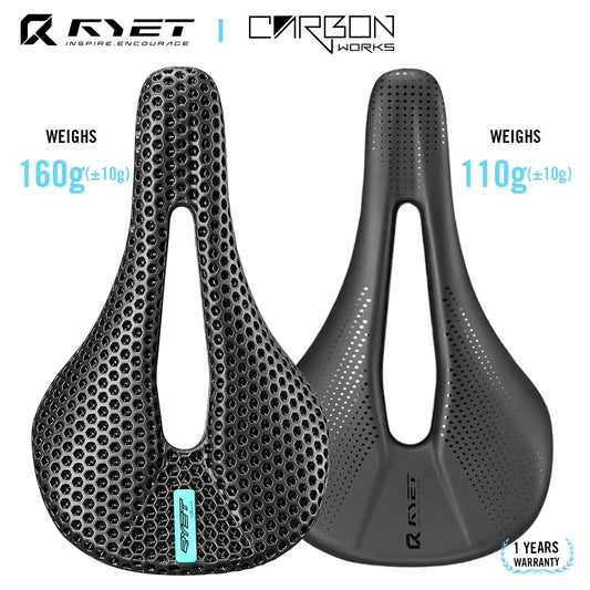 RYET Bike Carbon Saddle 3D Printed Saddle 140mm 7x9mm Round Rail Superlight Road MTB Racing Bicycle Seat Saddles Cushion Parts