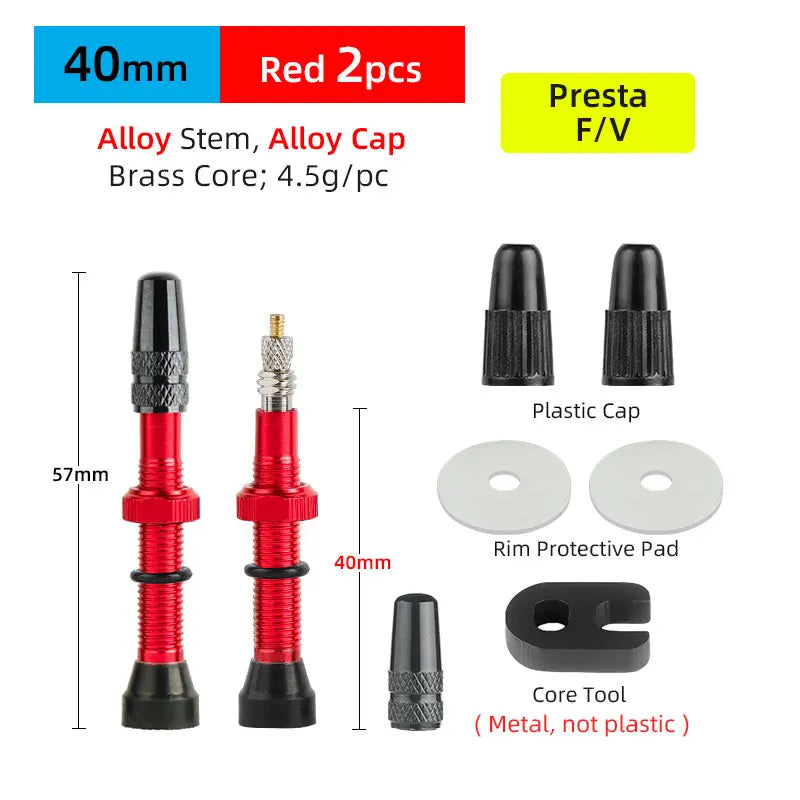 Bicycle No Tube Presta/FV Valve Brass/Alloy Stem Detachable Brass Core 40-120mm Road Bike Tubeless Core Tool
