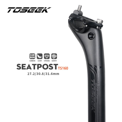 TOSEEK Carbon 27.2 31.6mm Length 400mm Matte Black MTB/Road Bike SeatPosts