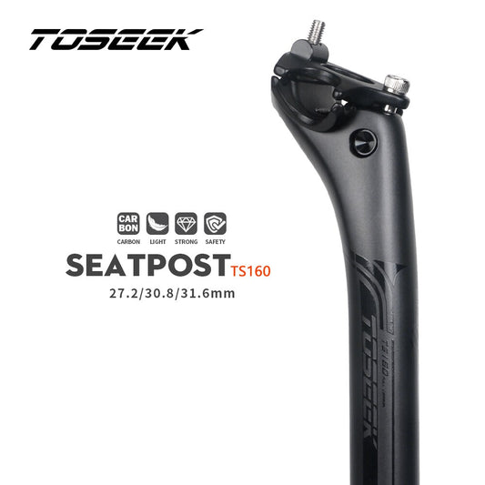 TOSEEK Carbon 27.2 31.6mm Length 400mm Matte Black MTB/Road Bike SeatPosts