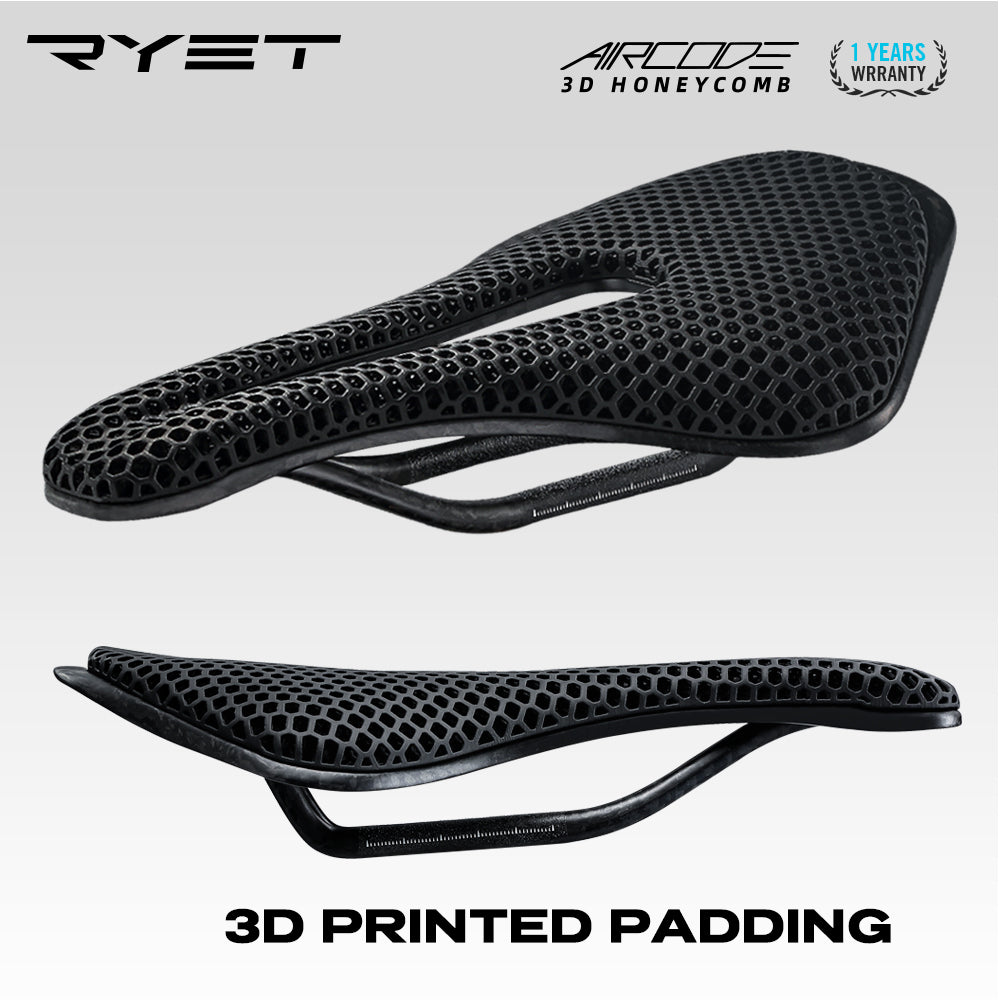 RYET 3D Printed Bicycle Saddle Carbon Fiber Ultralight Hollow Comfortable Breathable MTB Mountain Road bike Cycling Seat