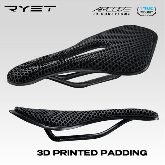 RYET 3D Printed Bicycle Saddle Carbon Fiber Ultralight Hollow Comfortable Breathable MTB Mountain Road bike Cycling Seat