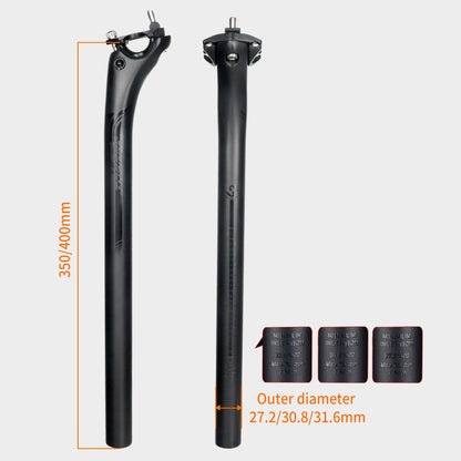 TOSEEK Carbon 27.2 31.6mm Length 400mm Matte Black MTB/Road Bike SeatPosts