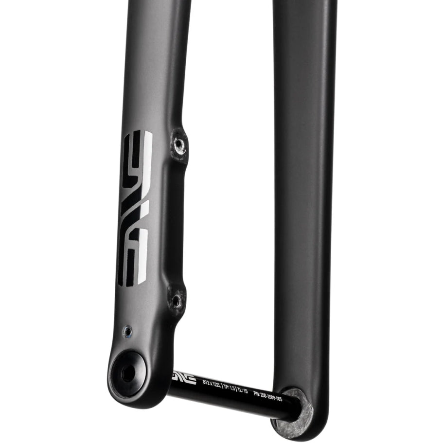 Close-up of ENVE All-Road In-Route fork Flat Mount brake and 12x100mm thru axle