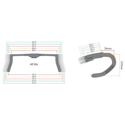 ENVE SES AR handlebar width and geometry diagram
