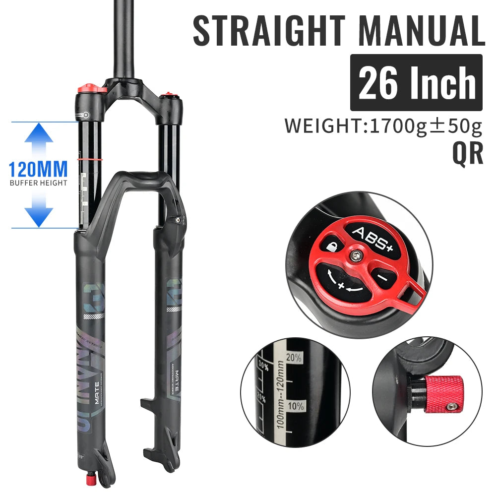NANLIO X7 PRO MTB Air Suspension Fork 26/27.5/29er 120/140mm Rebound Remote Lockout Straight/Tapered 100x9/100x15mm QR/Thru Axle