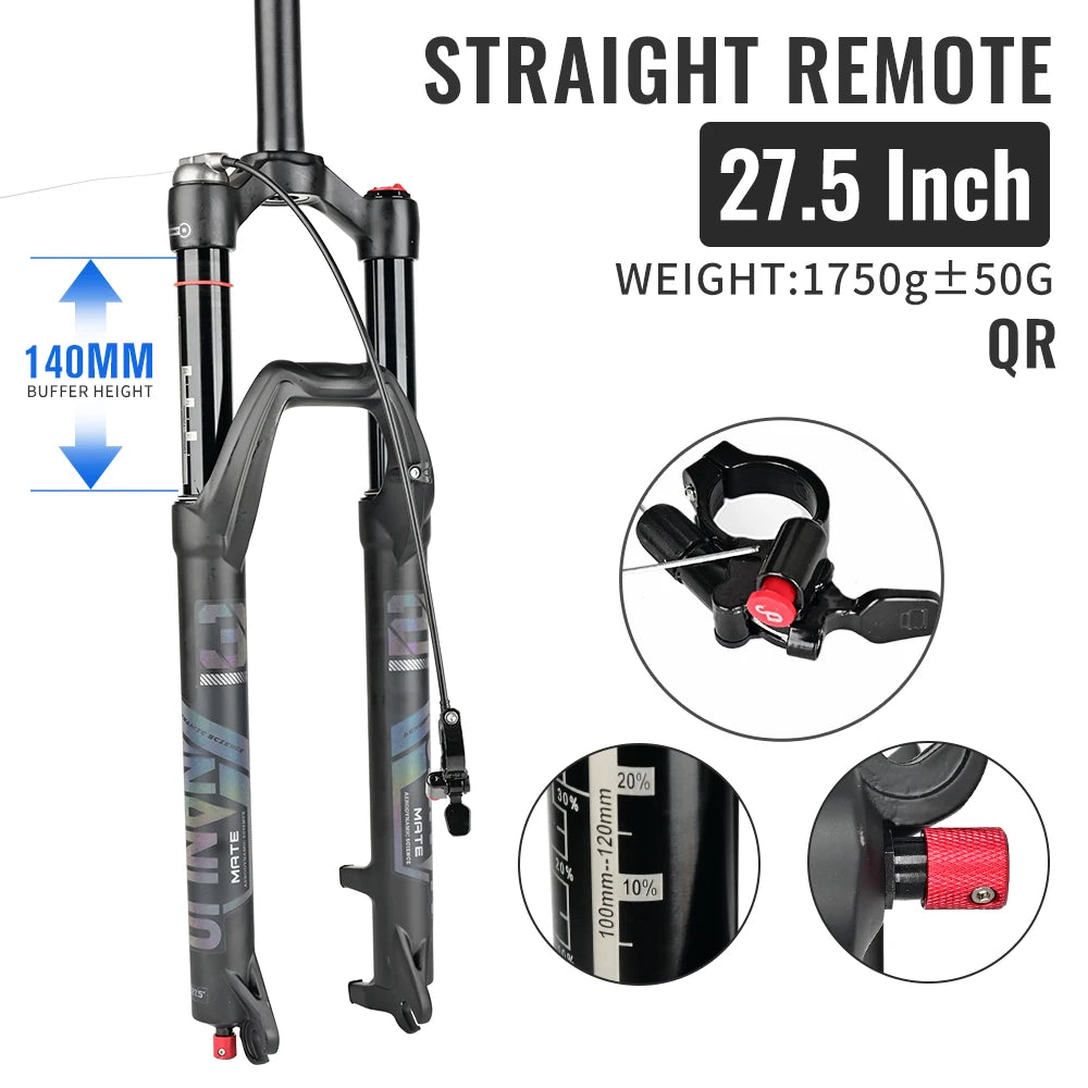 NANLIO X7 PRO MTB Air Suspension Fork 26/27.5/29er 120/140mm Rebound Remote Lockout Straight/Tapered 100x9/100x15mm QR/Thru Axle