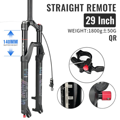 NANLIO X7 PRO MTB Air Suspension Fork 26/27.5/29er 120/140mm Rebound Remote Lockout Straight/Tapered 100x9/100x15mm QR/Thru Axle