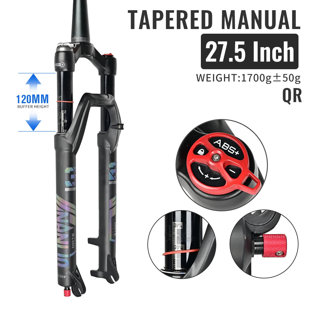 NANLIO X7 PRO MTB Air Suspension Fork 26/27.5/29er 120/140mm Rebound Remote Lockout Straight/Tapered 100x9/100x15mm QR/Thru Axle