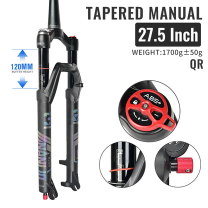 NANLIO X7 PRO MTB Air Suspension Fork 26/27.5/29er 120/140mm Rebound Remote Lockout Straight/Tapered 100x9/100x15mm QR/Thru Axle