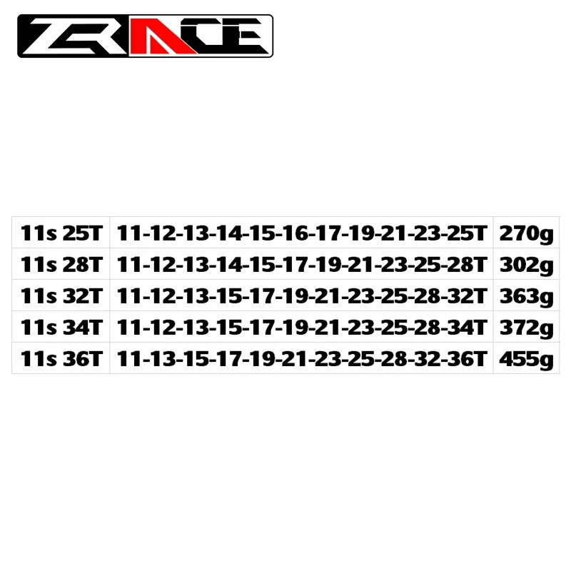 ZRACE Bicycle Cassette 11 Speed Road / MTB Bike Freewheel 11-25T / 28T / 32T / 34T / 36T, Compatible with Ultegra 105