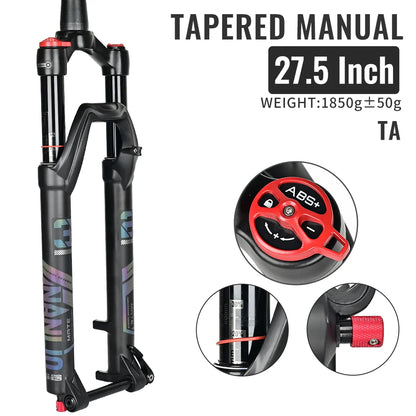 NANLIO X7 PRO MTB Air Suspension Fork 26/27.5/29er 120/140mm Rebound Remote Lockout Straight/Tapered 100x9/100x15mm QR/Thru Axle