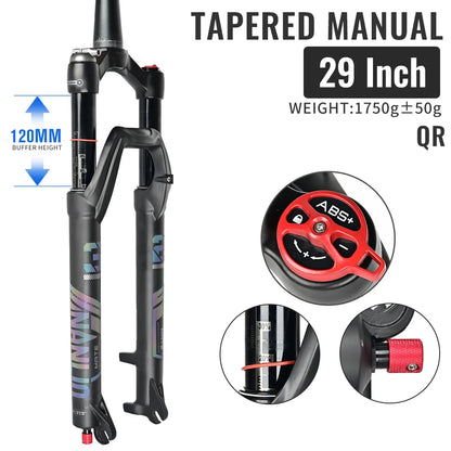NANLIO X7 PRO MTB Air Suspension Fork 26/27.5/29er 120/140mm Rebound Remote Lockout Straight/Tapered 100x9/100x15mm QR/Thru Axle