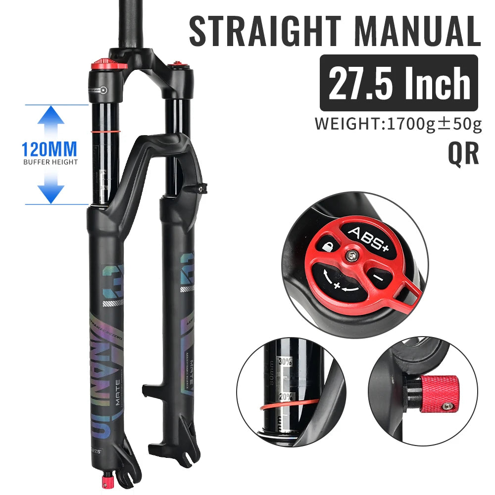 NANLIO X7 PRO MTB Air Suspension Fork 26/27.5/29er 120/140mm Rebound Remote Lockout Straight/Tapered 100x9/100x15mm QR/Thru Axle
