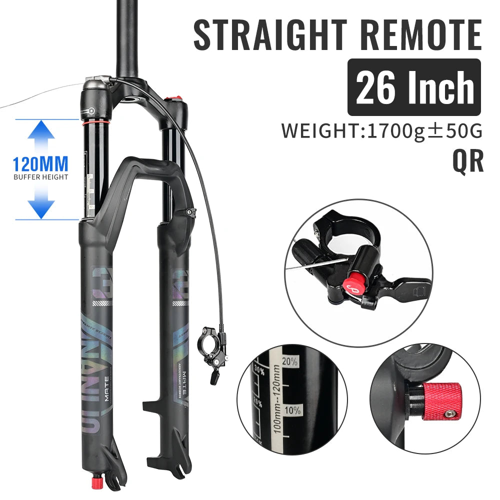 NANLIO X7 PRO MTB Air Suspension Fork 26/27.5/29er 120/140mm Rebound Remote Lockout Straight/Tapered 100x9/100x15mm QR/Thru Axle