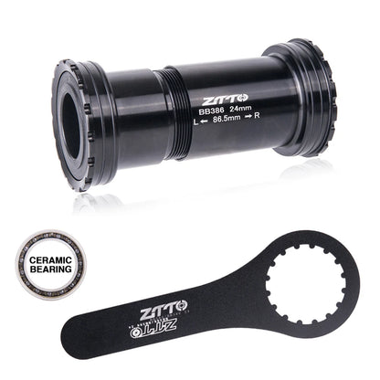 ZTTO BB386 Ceramic Threaded Lock Bottom Bracket 24mm 29mm 30mm for 386 46mm Frame to 24 29 DUB 30 Crank axle