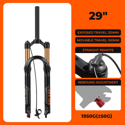 BOLANY Bike Air Fork 27.5/29inch 120mm Travel Oil Air Suspension Lightweight Magnesium Alloy Quick Release Bicycle Fork