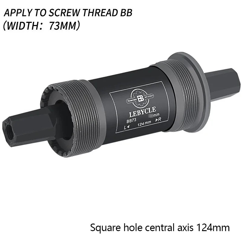 Mountain Bike Square Hole Bottom Bracket 73mm 113/122.5/124.5/126mm BB73 Waterproof Sealed Bearings Carbon Steel Cycling