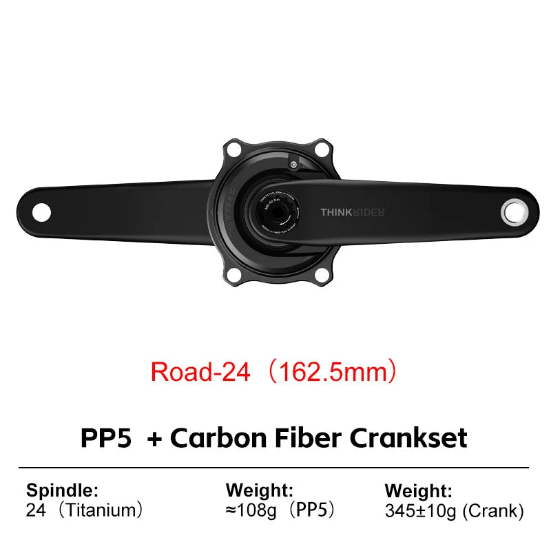 THINKRIDER PP5 Bike Carbon Fiber Spider Power Meter Crankset 24MM 160-175mm ANT+ BLE for  Road Bike
