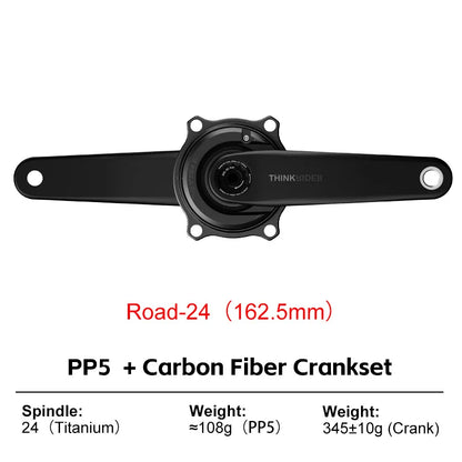 THINKRIDER PP5 Bike Carbon Fiber Spider Power Meter Crankset 24MM 160-175mm ANT+ BLE for  Road Bike
