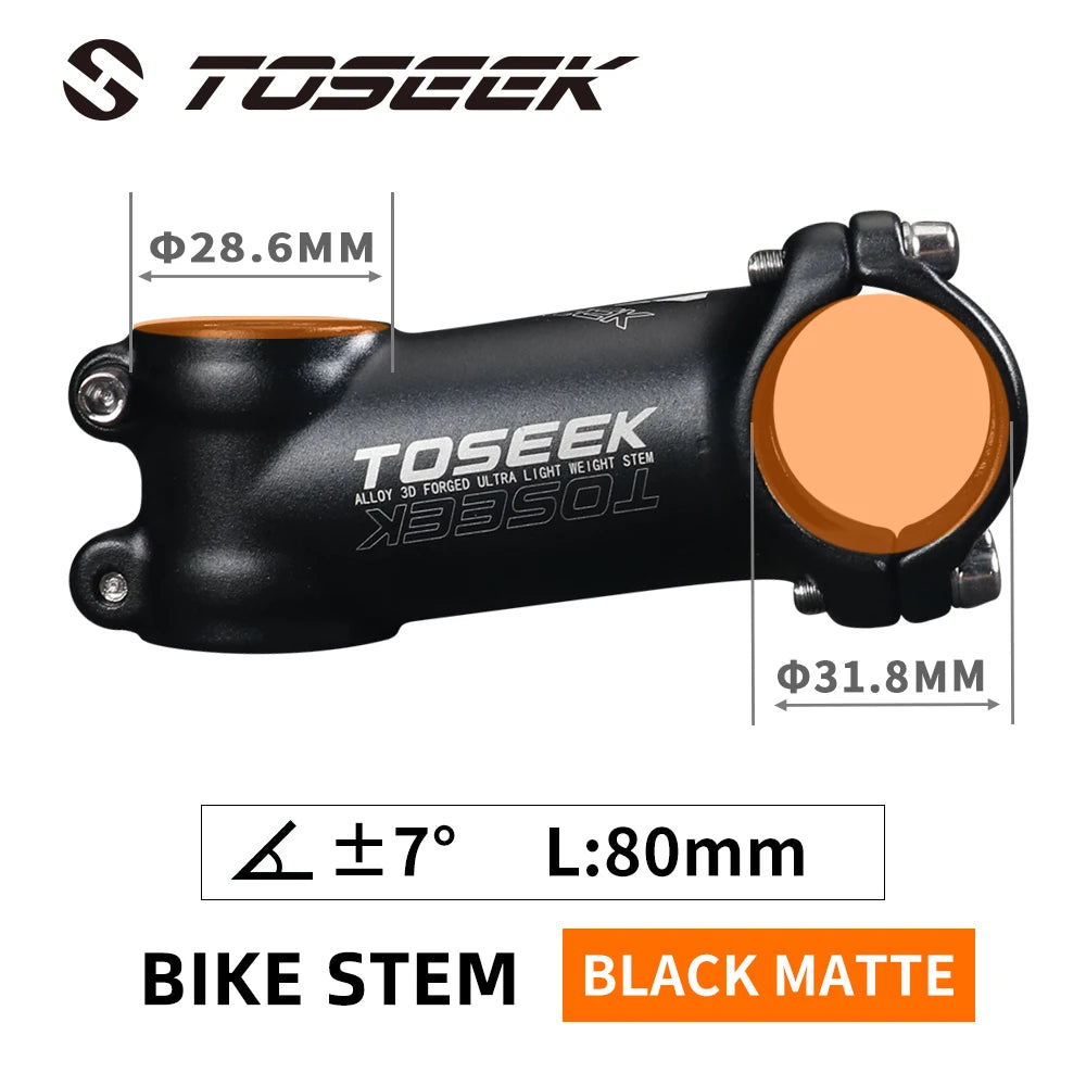 TOSEEK Bicycle Handlebar Stem 60/70/80/90/100mm MTB Stem 28.6mm 31.8mm Negative Power Mtb Lightweight Road Bike Table