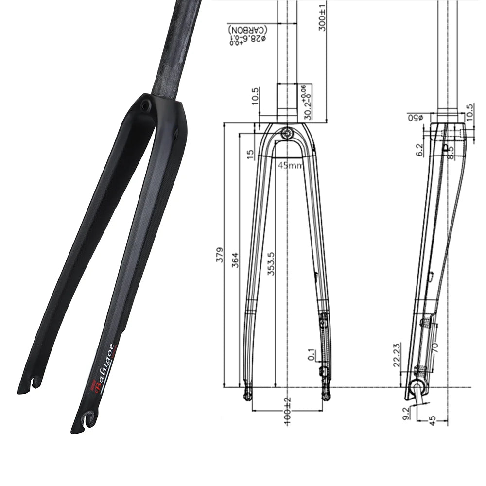 BALUGOE-Road Bicycle Fork, Full Carbon Disc Brake, Flat Brake, Bicycle Accessories, 700C * 23C, 25C, 28C, 28.6mm, 2023