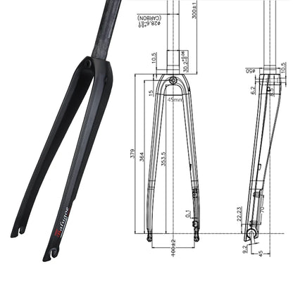 BALUGOE-Road Bicycle Fork, Full Carbon Disc Brake, Flat Brake, Bicycle Accessories, 700C * 23C, 25C, 28C, 28.6mm, 2023