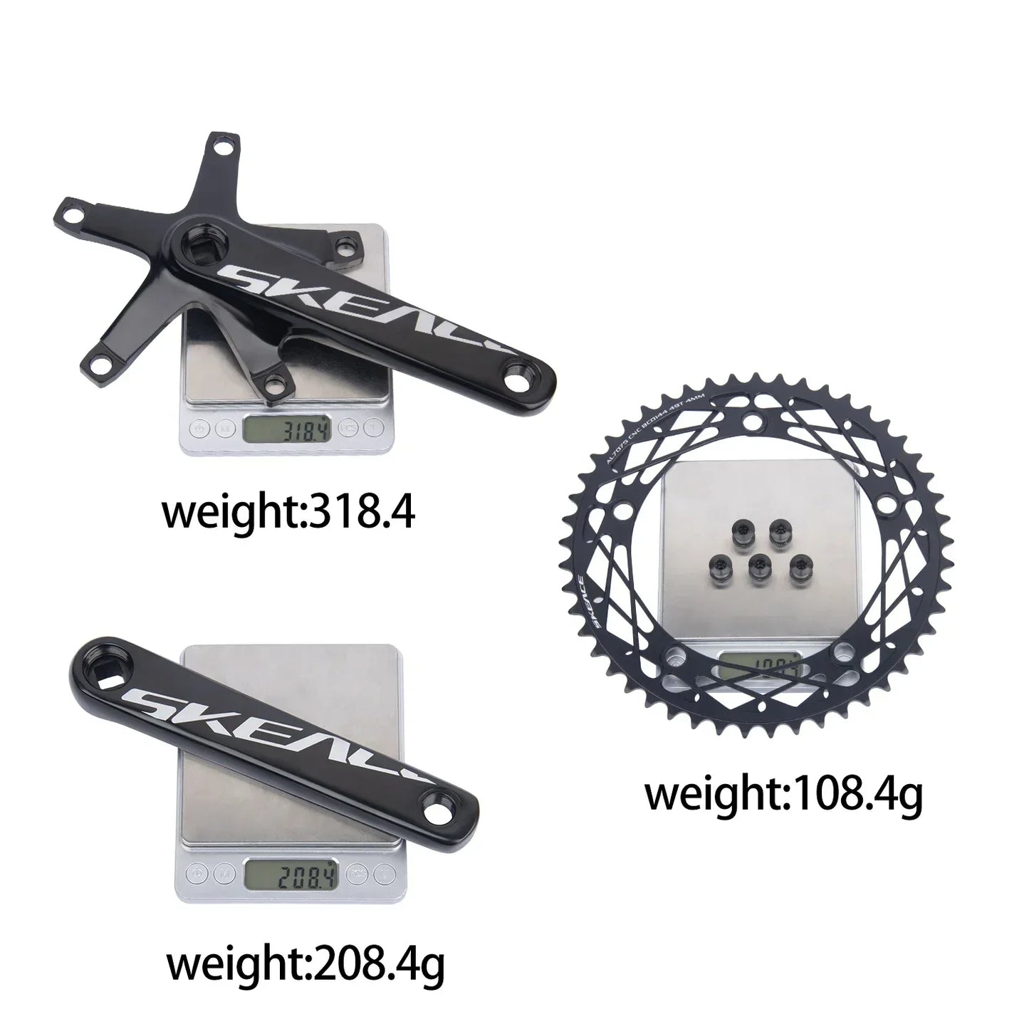 SKEACE Track cycling Crankset 144BCD Square Hole Crank Aluminum Alloy Single Speed Crank Chainwheel 165mm 48/49T Crankset