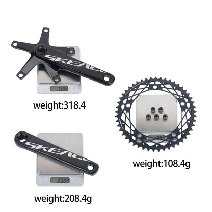 SKEACE Track cycling Crankset 144BCD Square Hole Crank Aluminum Alloy Single Speed Crank Chainwheel 165mm 48/49T Crankset