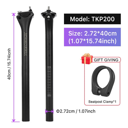 TOSEEK Carbon Seatpost 27.2 31.6mm Length 400mm Matte Black MTB Road Bike Seat Post Seat Tube Bicycle Parts MTB Carbon Canoe