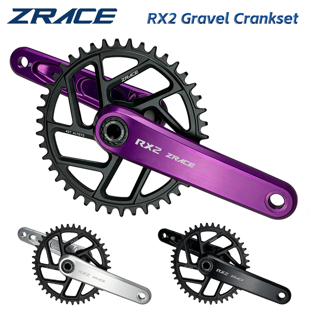 ZRACE RX2 Gravel / Road Crankset, High-precision CNC Machining, Ultra-strong Alloy Shaft, 165/170, 53-39/52-36/50-34/40/42/44T