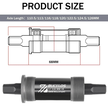 BUCKLOS Bike Bottom Bracket Square Hole Road Mountain Bike E-Bike Crank BB BB68 BB80 BB90 BB100 BB110 BB120 MTB Crankset Parts