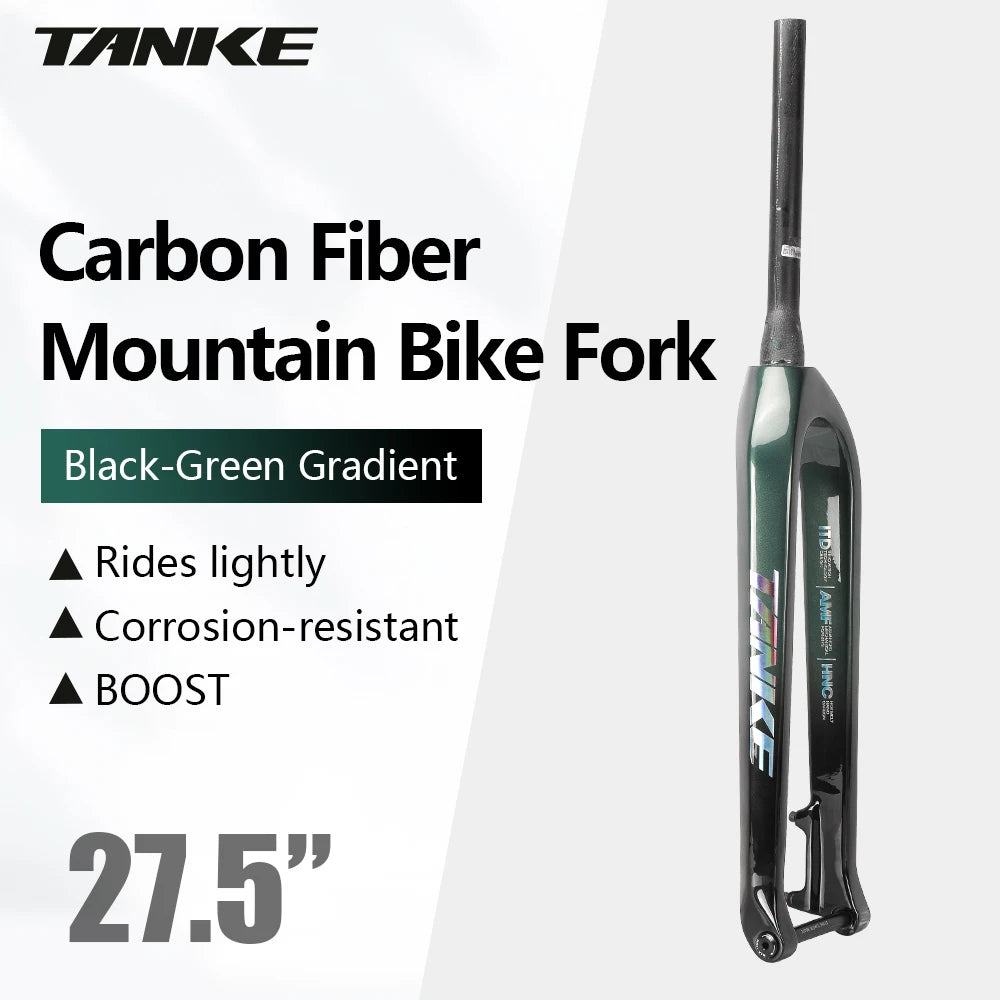 TANKE MTB Hard Fork Bicycle Suspension carbon fiber 26/27.5/29inch Universal Mountain Bike Fork Straight Cone 28.6mm Boost T800
