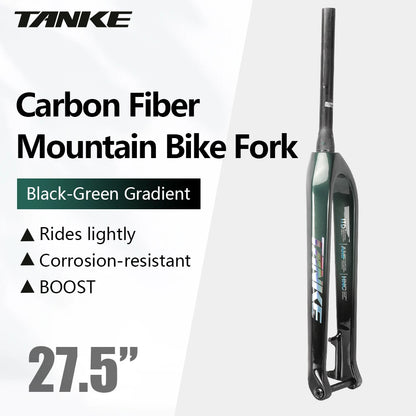 TANKE MTB Hard Fork Bicycle Suspension carbon fiber 26/27.5/29inch Universal Mountain Bike Fork Straight Cone 28.6mm Boost T800