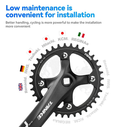 TANKE Bicycle Crank Square Hole Sprocket 104BCD 170mm Red Black Crank Round 32/34/36/38/40/42/44T Narrow Chainrings MTB Crankset