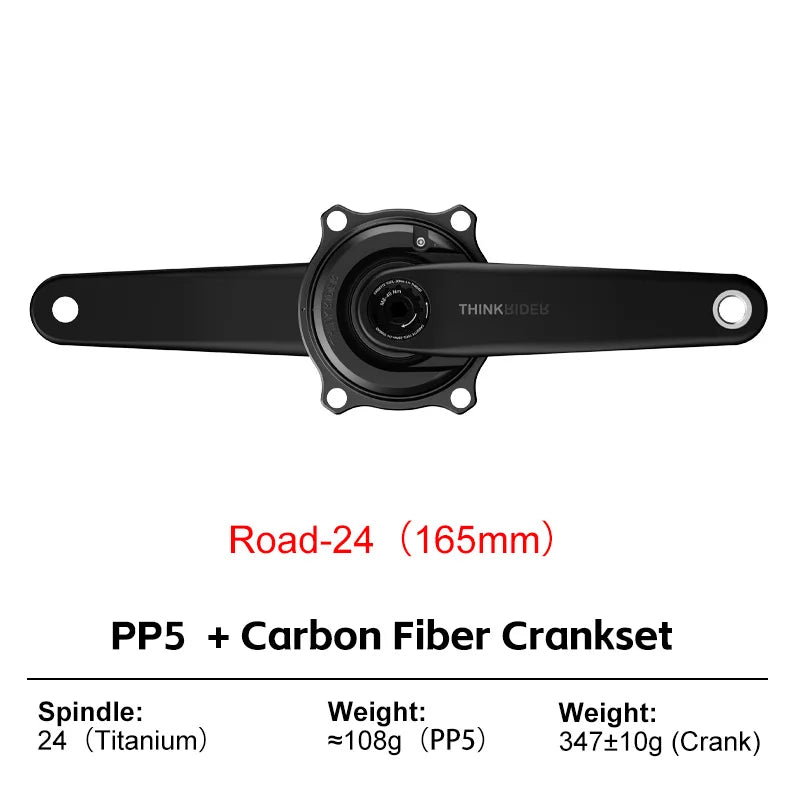 THINKRIDER PP5 Bike Carbon Fiber Spider Power Meter Crankset 24MM 160-175mm ANT+ BLE for  Road Bike
