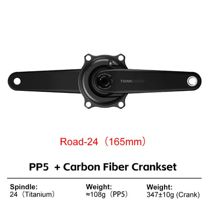 THINKRIDER PP5 Bike Carbon Fiber Spider Power Meter Crankset 24MM 160-175mm ANT+ BLE for  Road Bike