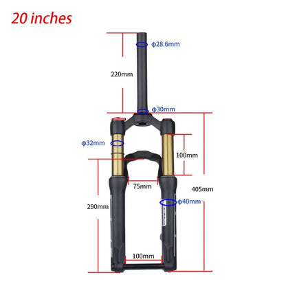 BOLANY Mountain Bike Forks Shock Suspension 20/24 inch fork 135mm travel Air Suspension MTB Fork Bike Accessories