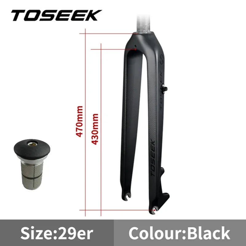 TOSEEK 26 /27.5/29 Inch Carbon Fiber Bike Fork Straight/Tapared Tube MTB Fork 9*100mm Mountain Bike Fork Bicycle Rigid Fork