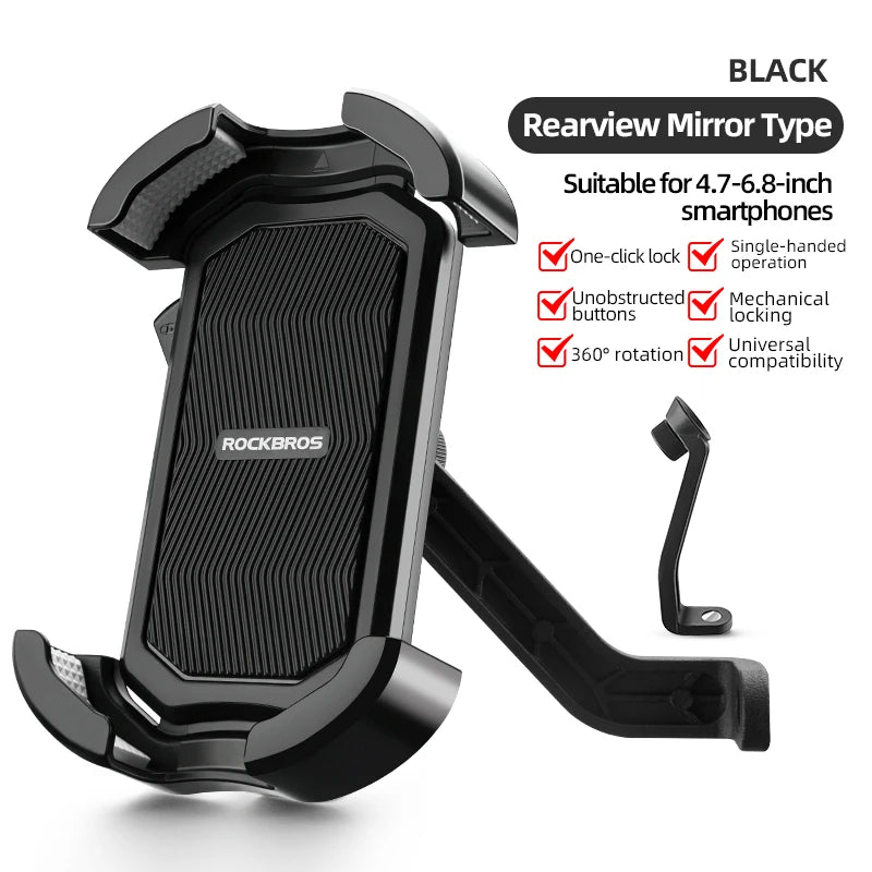 ROCKBROS Bicycle Phone Mount 4.7-6.8 Inch Shockproof 360° Rotate E-bike Motocycle Bike Phone Holder Cycling Phone Stand Bracket