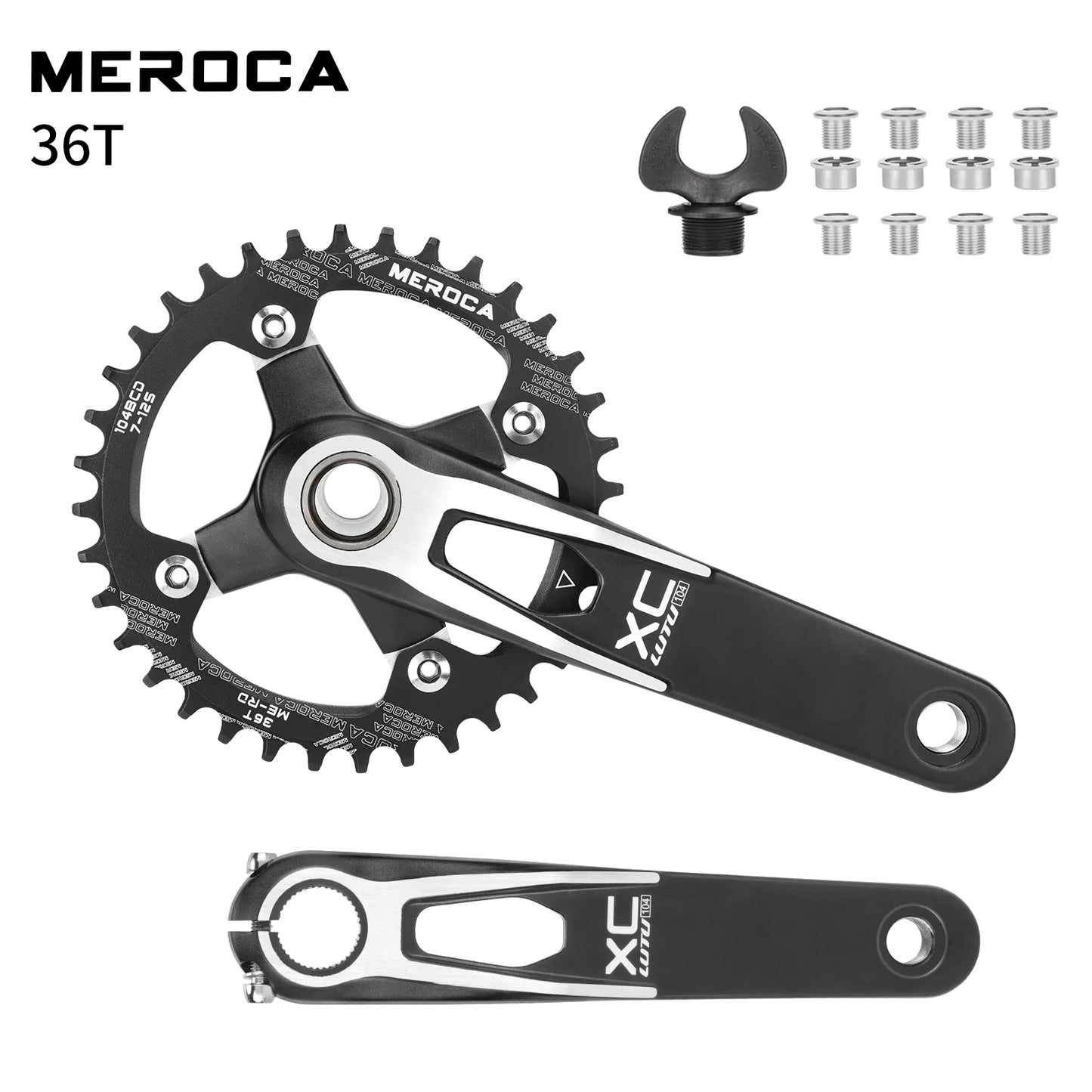 LUTU XC Hollow Integrated Crank MTB Cranks - Direct Mount MTB Single Chainring Aluminum Crankset MTB Accessories