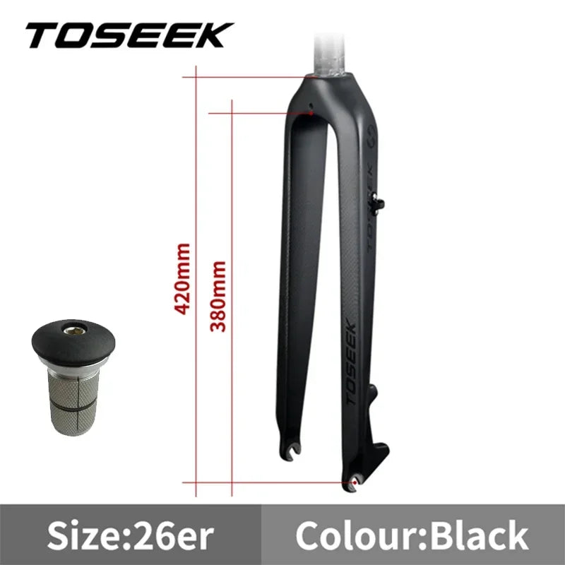 TOSEEK 26 /27.5/29 Inch Carbon Fiber Bike Fork Straight/Tapared Tube MTB Fork 9*100mm Mountain Bike Fork Bicycle Rigid Fork