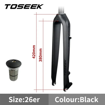 TOSEEK 26 /27.5/29 Inch Carbon Fiber Bike Fork Straight/Tapared Tube MTB Fork 9*100mm Mountain Bike Fork Bicycle Rigid Fork