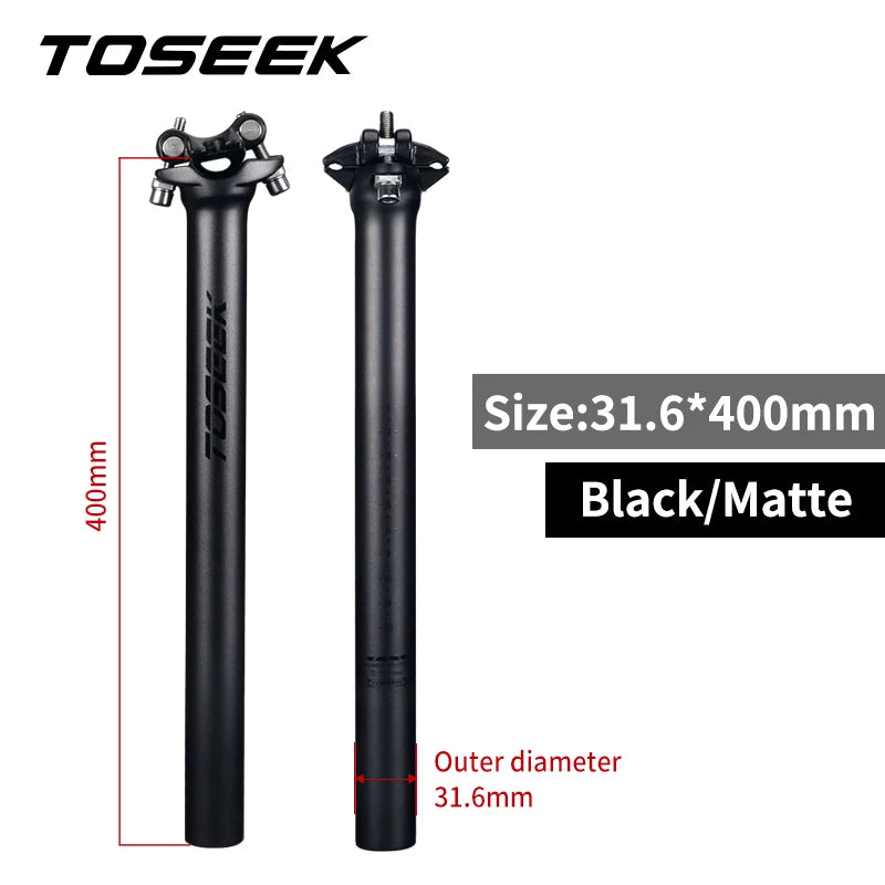 TOSEEK ZF-One Carbon Seatpost 27.2/30.8/31.6mm Matte Black MTB/Road Bike Seat Post Length 280mm Seat Tube Bicycle Parts