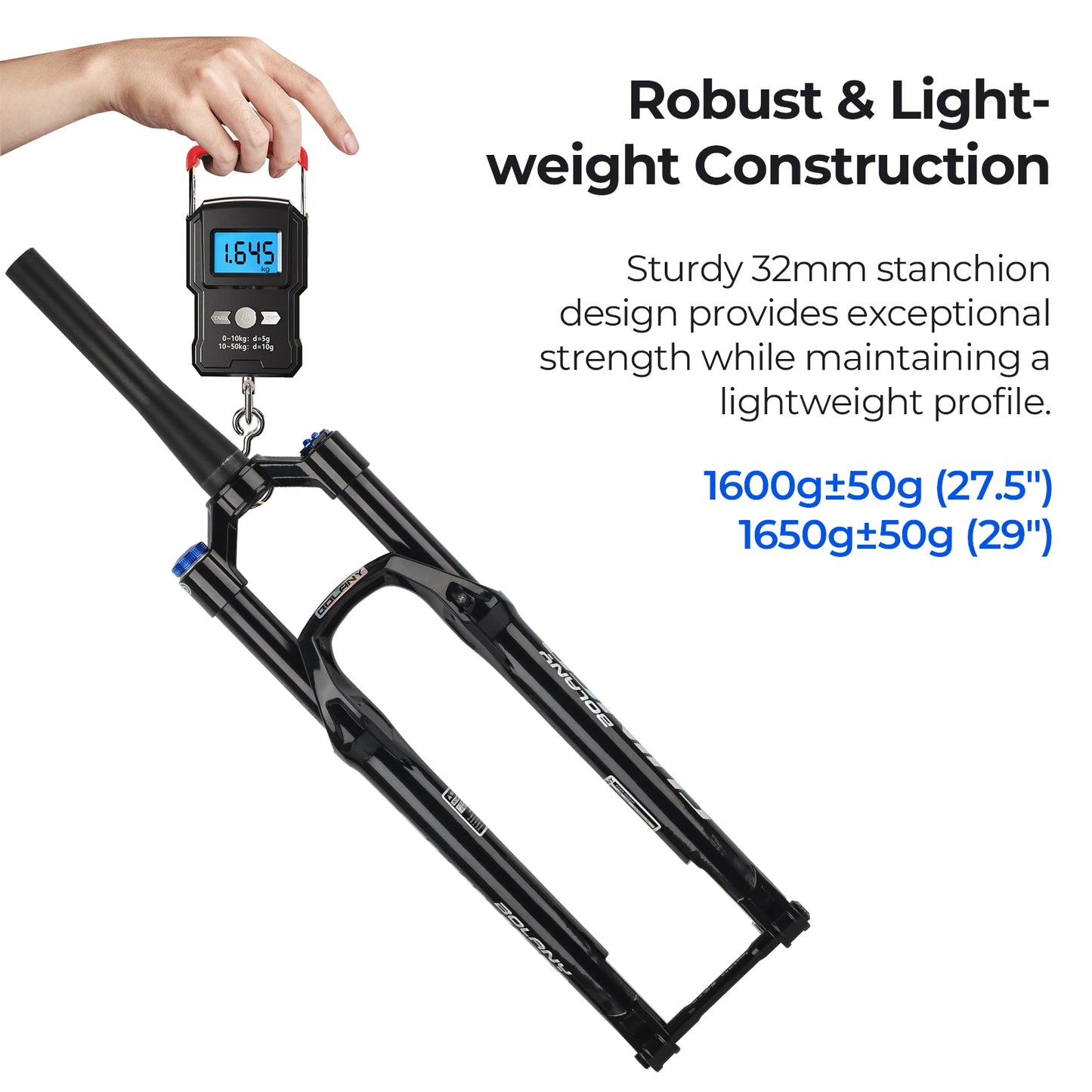 BOLANY MTB Air Fork 26/27.5/29 Inch Tapered Suspension Fork Rebound Adjustable 15x110mm Boost MTB Air Fork Thru Axle Disc Brake
