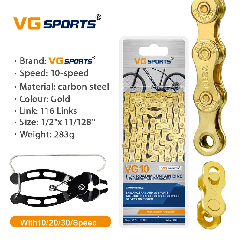 1pc VG Sports 8 9 10 11 Speed Velocidade Bicycle Chain 8s 9s 10s 11s MTB Mountain Road Bike Chain Bike Parts Bicycle Accessories